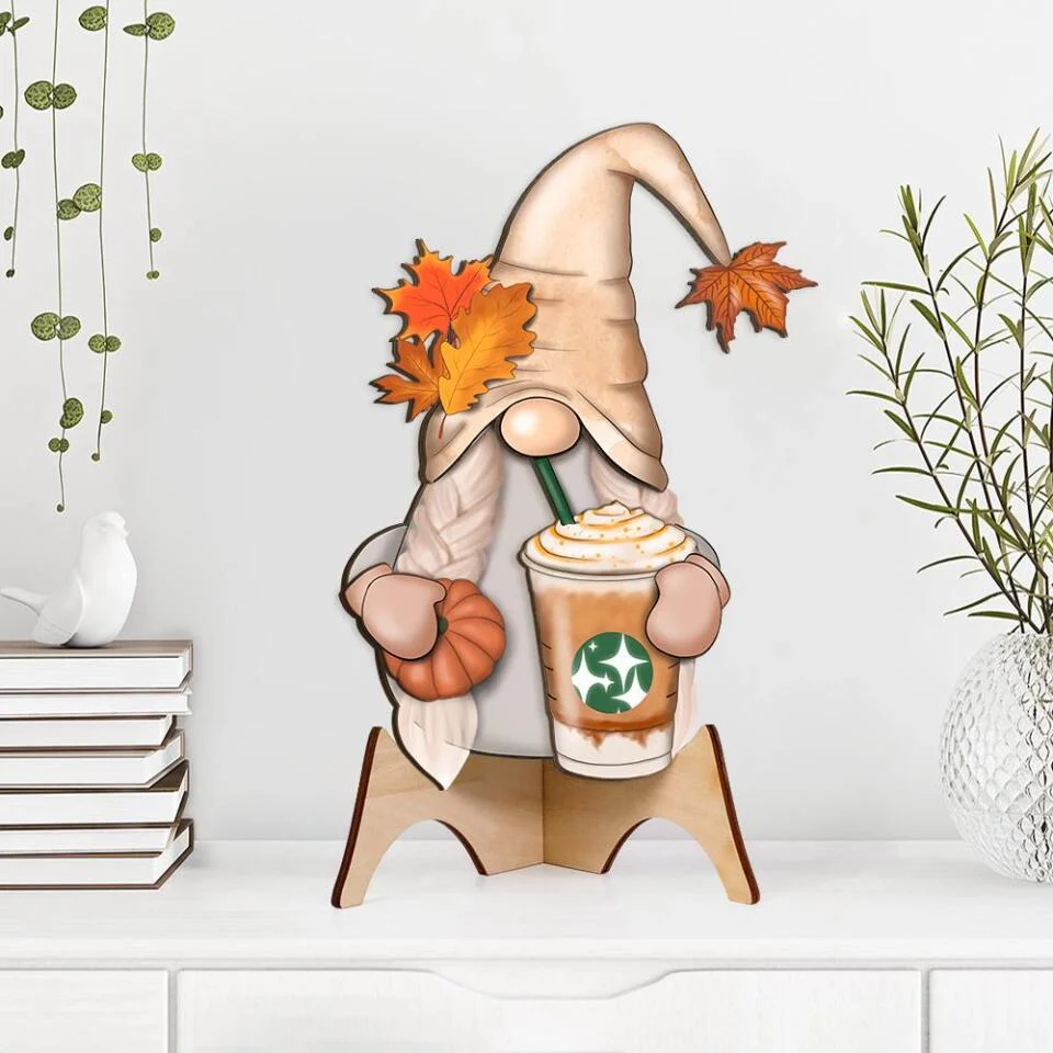 Gnome Trick Or Treat Custom Wooden Art Halloween Gift Housewarming Gift - Image 3
