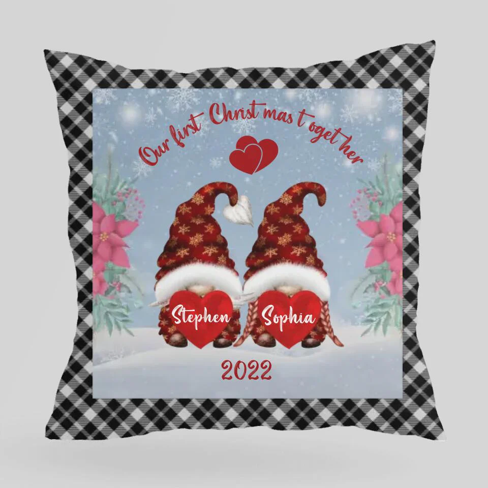 Gnomes Our First Christmas Together Custom Pillow Christmas Gifts For Couples - Image 4