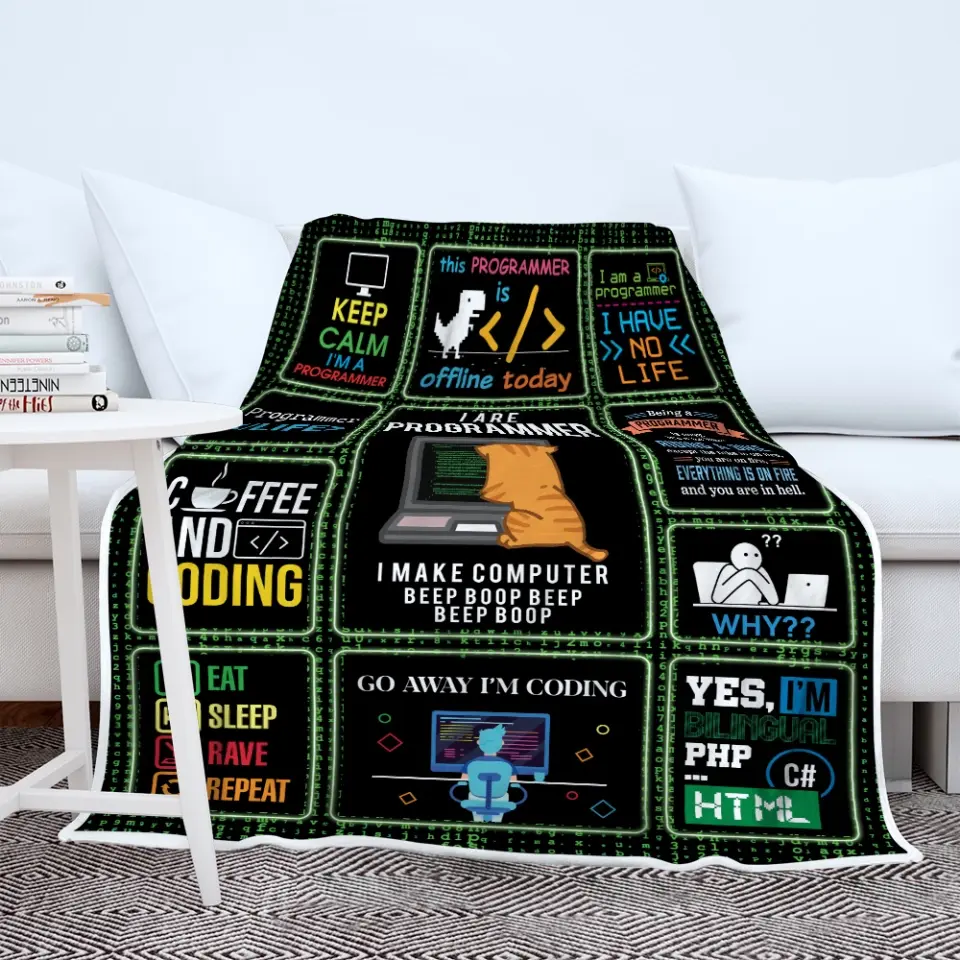 Go Away I'm Coding, Fleece Blanket, Gift For Coder Programmer, Engineer | 312IHPLNBL1313 - Image 2