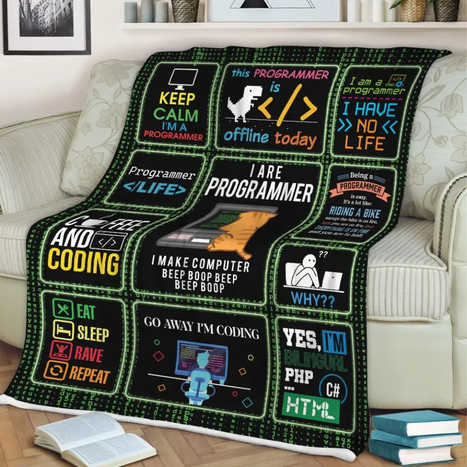 Go Away I'm Coding, Fleece Blanket, Gift For Coder Programmer, Engineer | 312IHPLNBL1313 - Image 3
