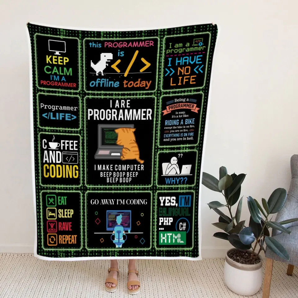 Go Away I'm Coding, Fleece Blanket, Gift For Coder Programmer, Engineer | 312IHPLNBL1313 - Image 4