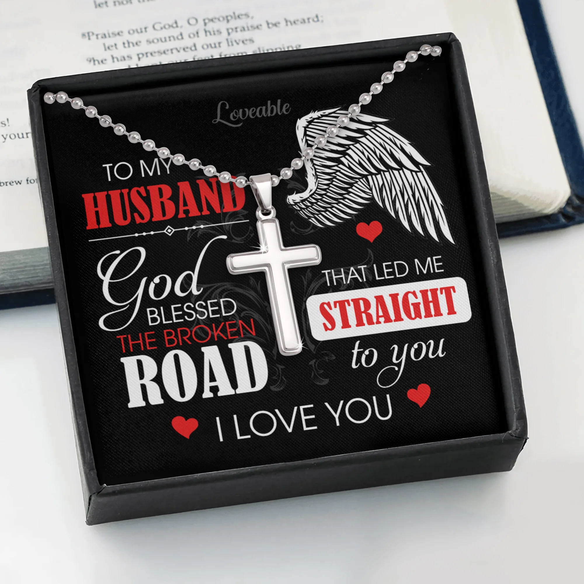 God Bless The Broken Road to my Husband - Personalized Necklace