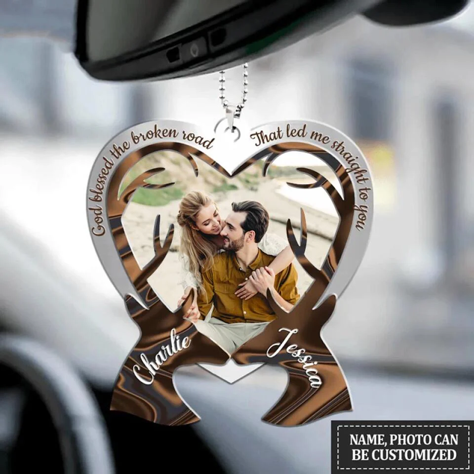 God Blessed The Broken Road That Led Me Straight To You - Personalized Car Ornament - Gift For Couples - Image 12