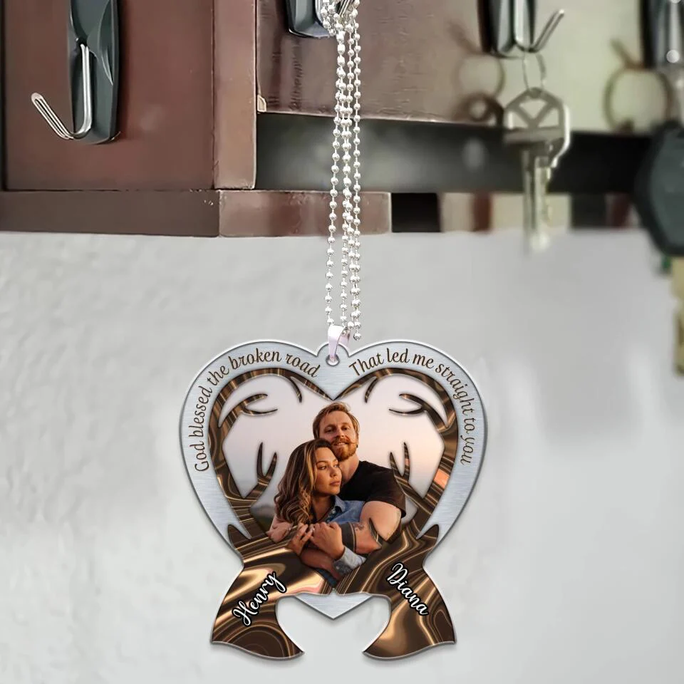 God Blessed The Broken Road That Led Me Straight To You - Personalized Car Ornament - Gift For Couples - Image 14