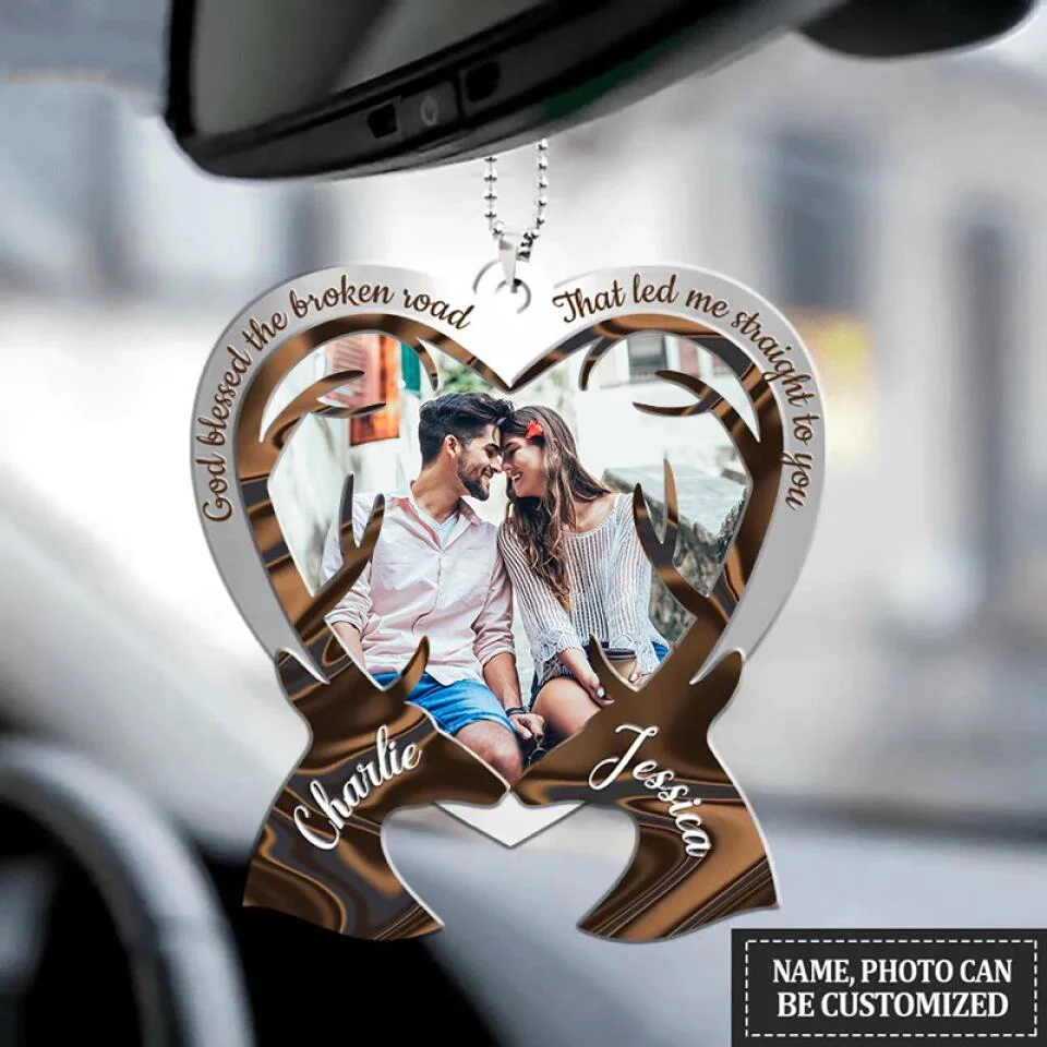 God Blessed The Broken Road That Led Me Straight To You - Personalized Car Ornament - Gift For Couples - Image 15