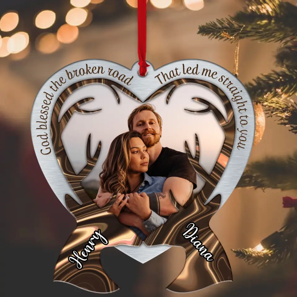 God Blessed The Broken Road That Led Me Straight To You - Personalized Car Ornament - Gift For Couples - Image 6
