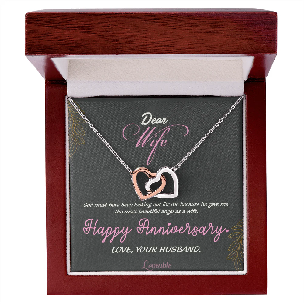 God Gave Me The Most Beautiful Angel, Interlocking Hearts Necklace, Anniversary Gifts for Wife from Husband - Image 4