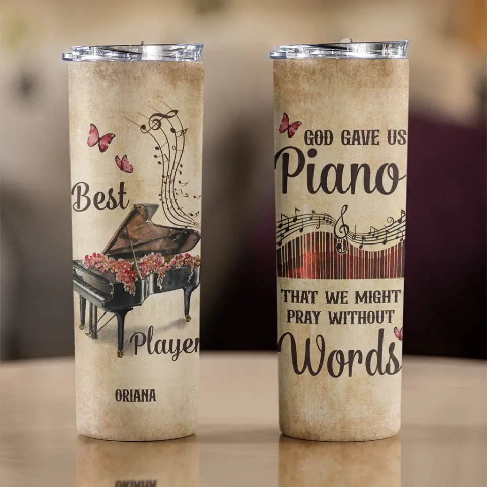 God Gave Us Piano That We Might Pray - Skinny Tumbler - Image 5