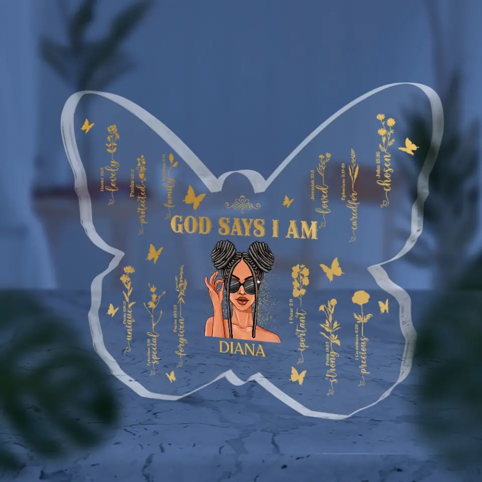 God Says I Am Personalized Acrylic Plaque - Image 4