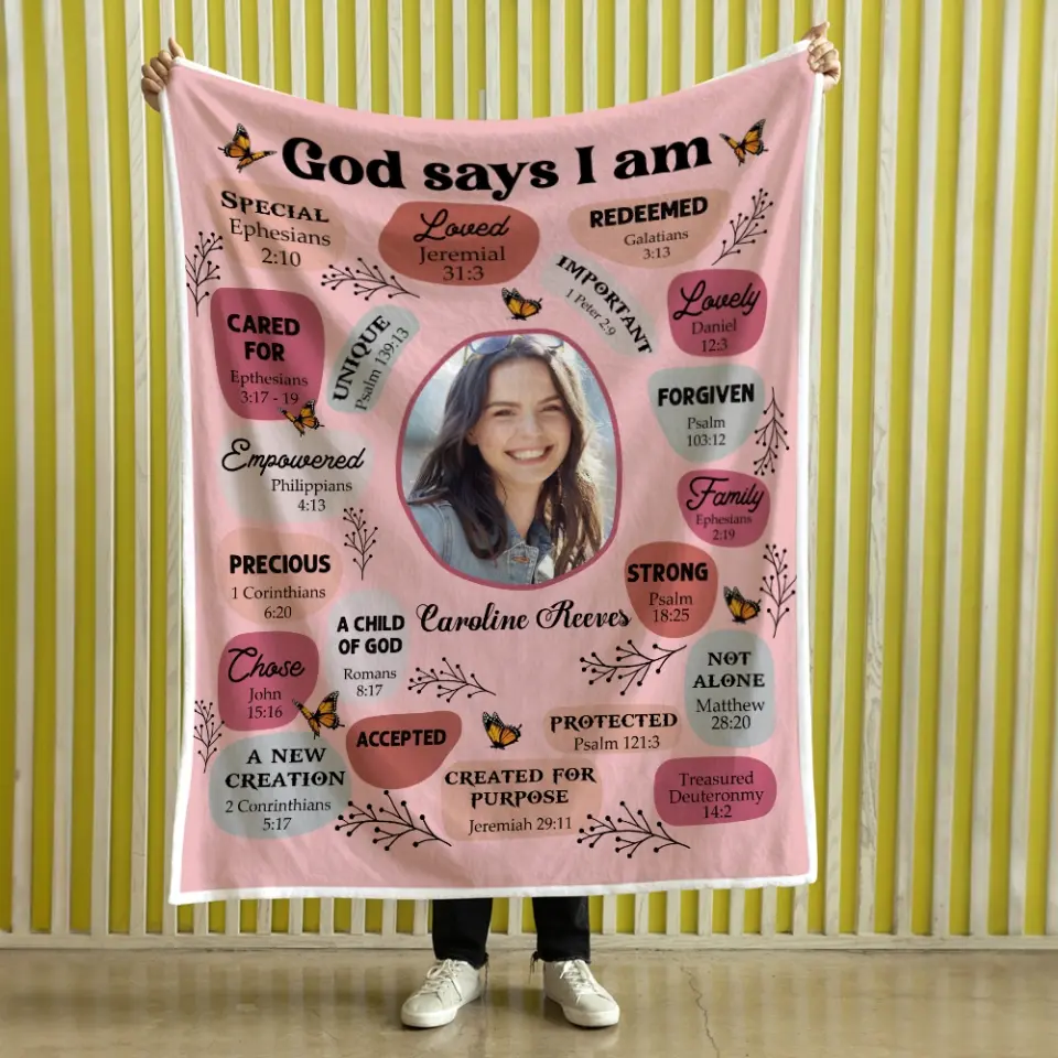 God Says I Am Personalized Fleece Blanket - Image 6