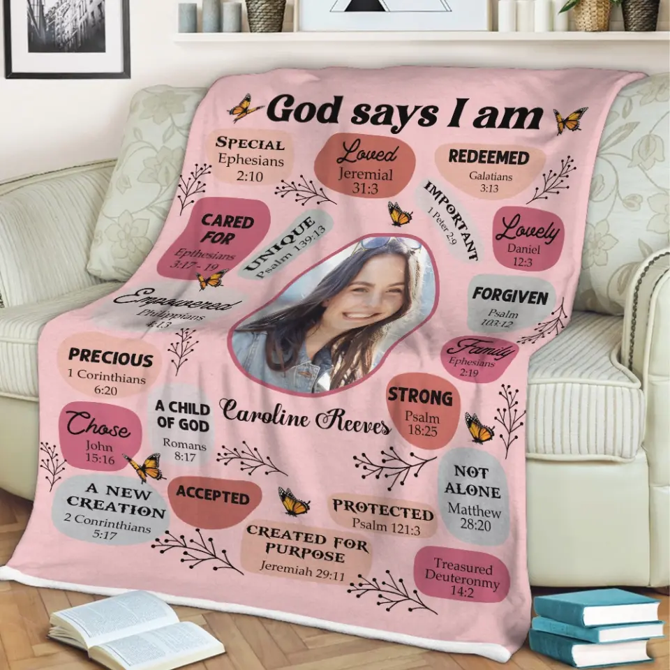 God Says I Am Personalized Fleece Blanket - Image 8