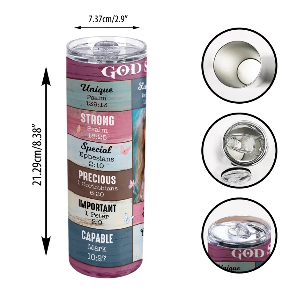 God Says I Am - Skinny Tumbler - Image 6