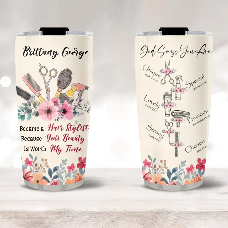 God Says You Are Hair Stylist Personalized Tumbler Gift For Hair Stylist Hairdresser - Image 3