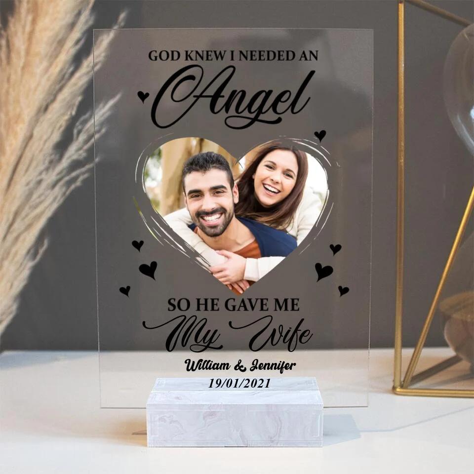 God Sent Me An Angel Personalized Acrylic Plaque Valentine Gift - Image 3
