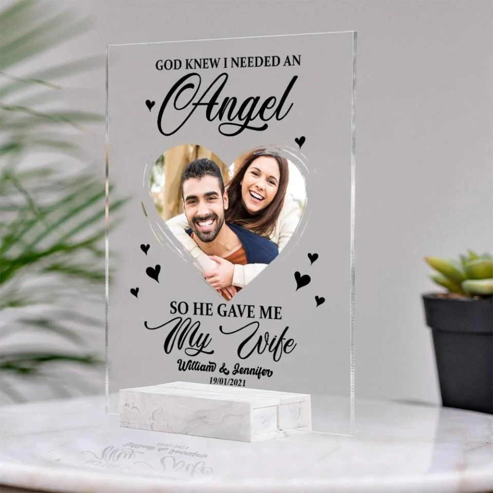 God Sent Me An Angel Personalized Acrylic Plaque Valentine Gift - Image 5