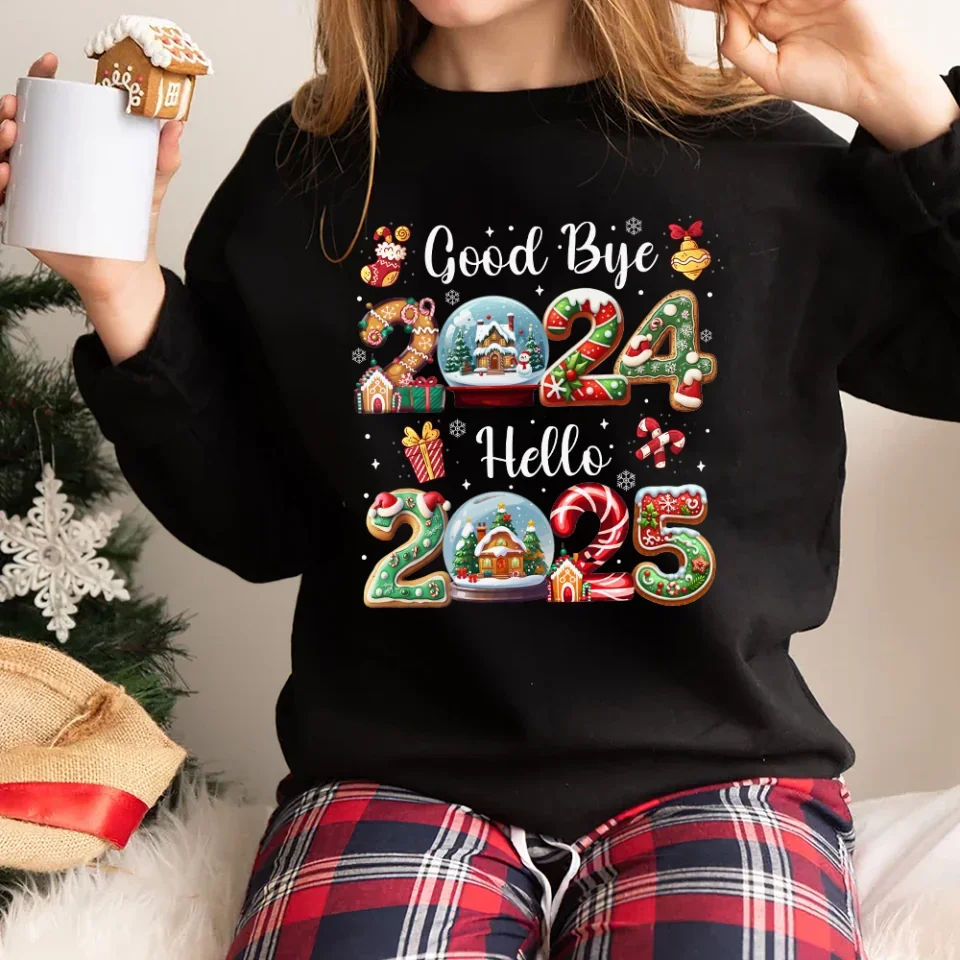 Goodbye 2025 Hello 2025 - New Year Shirt for Men Women - Crewneck Sweatshirt - Gift for Family, Coworkers, Friends - Image 3