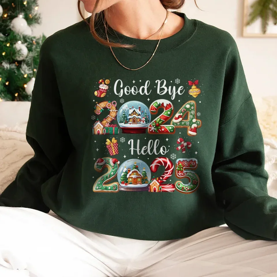 Goodbye 2025 Hello 2025 - New Year Shirt for Men Women - Crewneck Sweatshirt - Gift for Family, Coworkers, Friends - Image 4