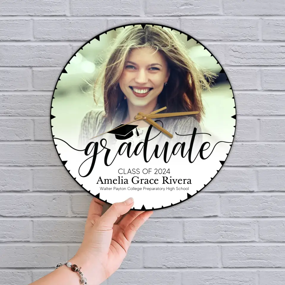 Graduate Class of 2025 - Upload Image Wooden Acrylic Wall Clock - Best Graduation Gift For Children Son Daughter | 305IHPBNWC581 - Image 4