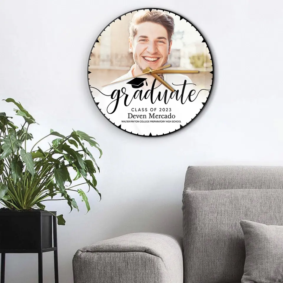 Graduate Class of 2025 - Upload Image Wooden Acrylic Wall Clock - Best Graduation Gift For Children Son Daughter | 305IHPBNWC581 - Image 5