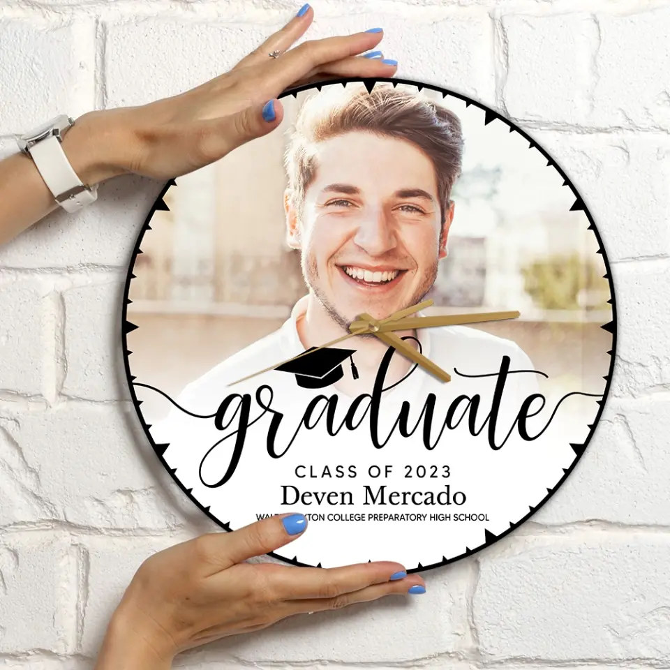 Graduate Class of 2025 - Upload Image Wooden Acrylic Wall Clock - Best Graduation Gift For Children Son Daughter | 305IHPBNWC581 - Image 6