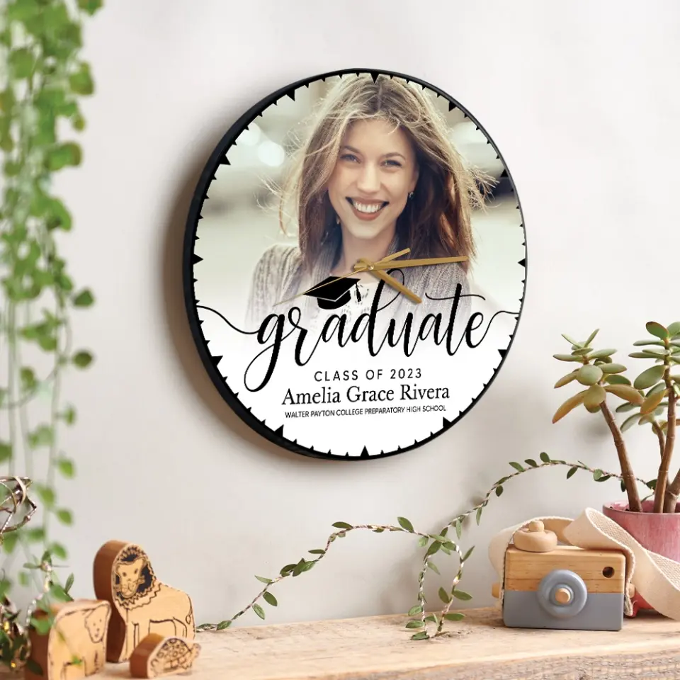 Graduate Class of 2025 - Upload Image Wooden Acrylic Wall Clock - Best Graduation Gift For Children Son Daughter | 305IHPBNWC581 - Image 8