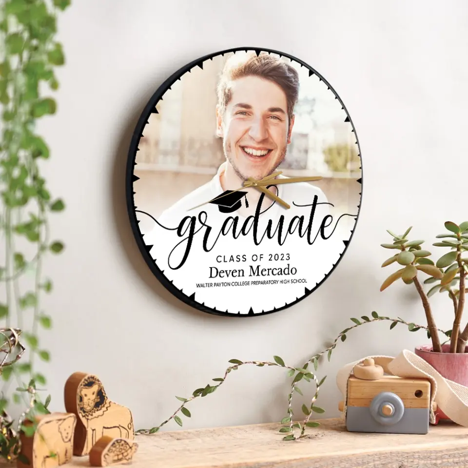 Graduate Class of 2025 - Upload Image Wooden Acrylic Wall Clock - Best Graduation Gift For Children Son Daughter | 305IHPBNWC581 - Image 9