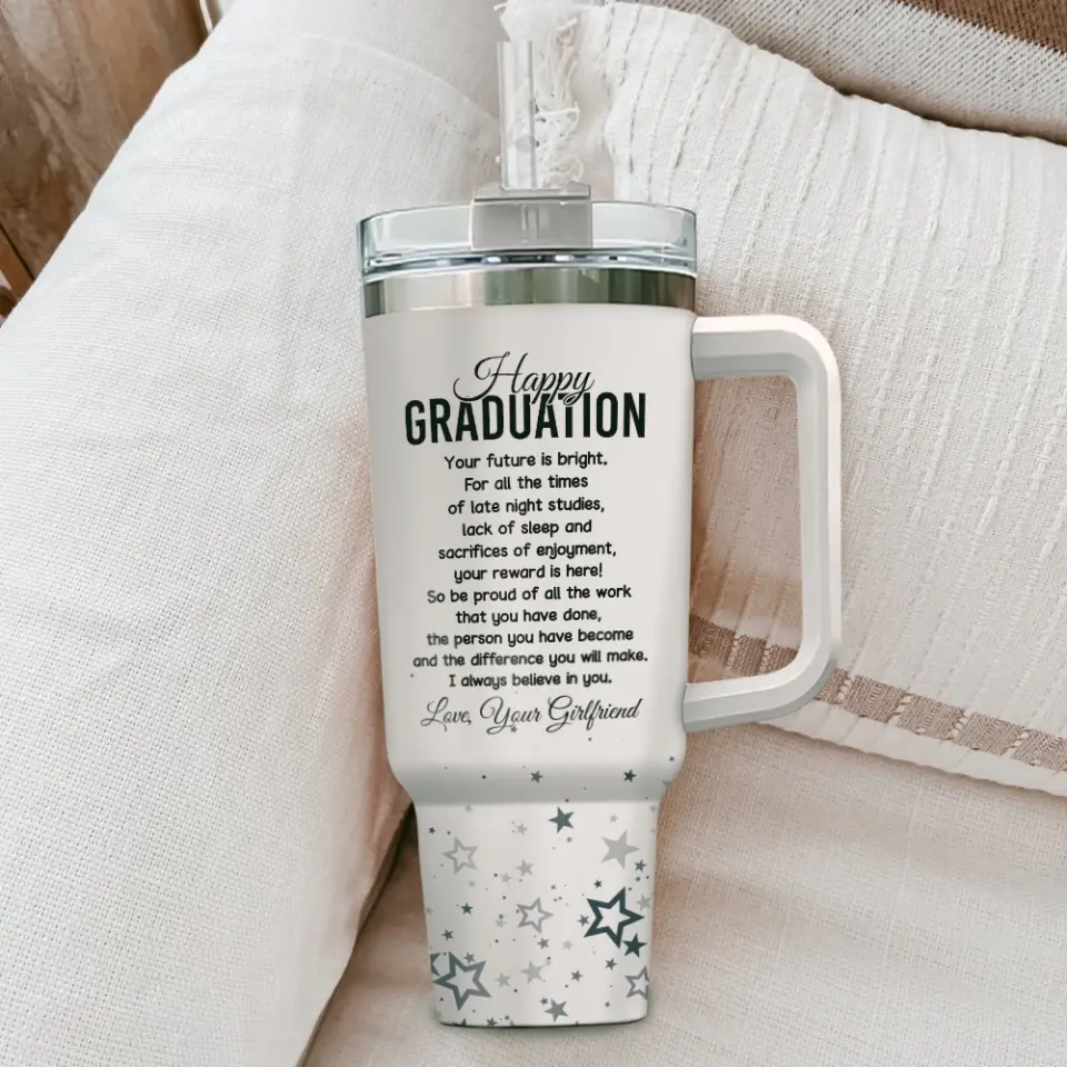 Graduation Gift for Boyfriend 40oz Tumbler Personalized Letter Name & Photo - Image 6