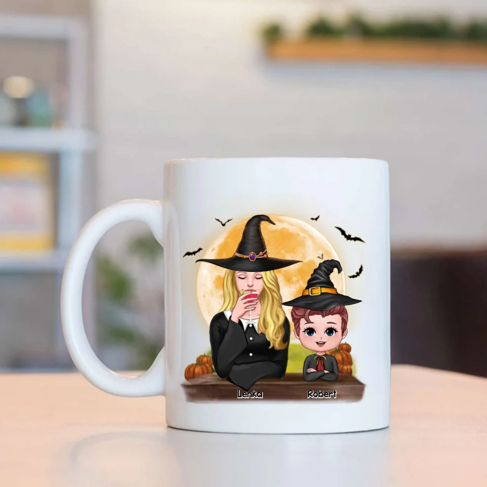 Grandma Mom & Grandkids - Grandma Mom Witch With GrandKids - Personalized Mug - Witchy Presents for Grandma, Mom - Image 2