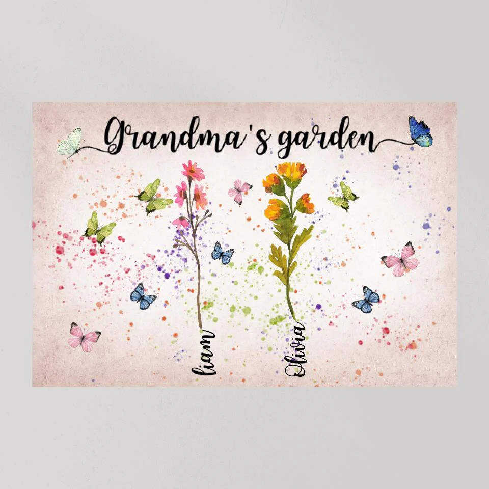 Grandma's Garden Flower Style Custom Canvas Poster Happy Birthday Grandma Gifts - Image 2