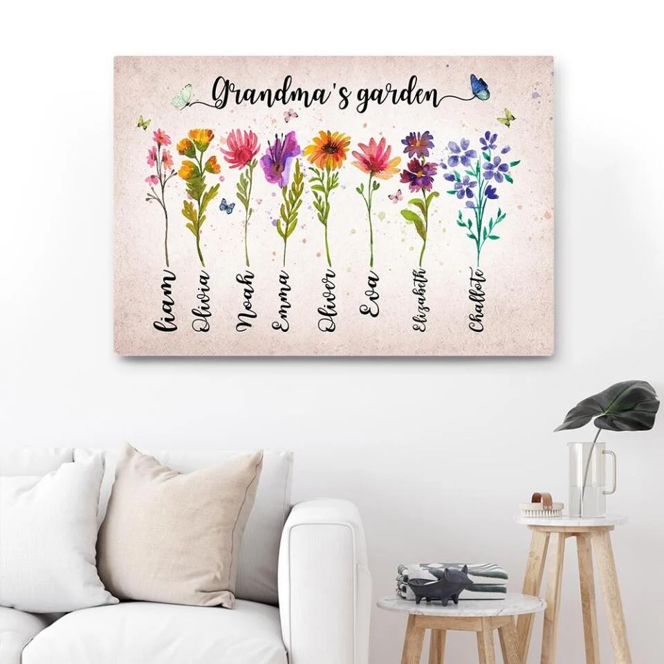 Grandma's Garden Flower Style Custom Canvas Poster Happy Birthday Grandma Gifts - Image 9