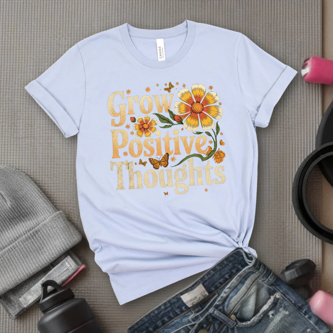 Grow Positive Thoughts - Floral Women Empowerment Inspired Tee - Unisex Jersey Short Sleeve Shirt - Gift for Yourself, Female Friends - Bella Canvas 3001 - Image 9