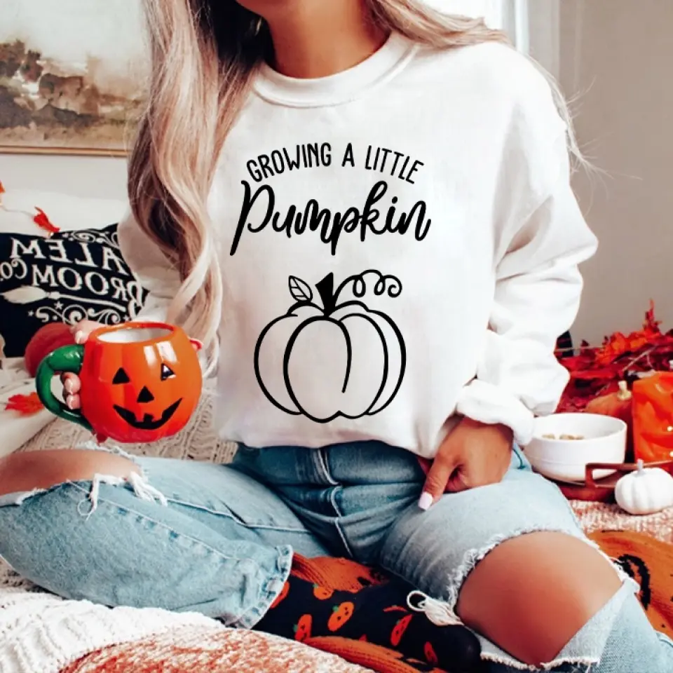 Growing A Little Pumpkin T-shirt Gift For Pregnant Wife - Image 7