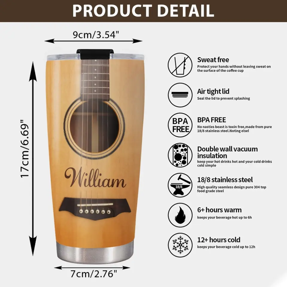 Guitarist Nutrition Facts Custom Tumbler Gift For Guitar Lovers - Image 8