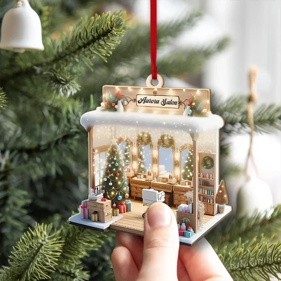 Hair Salon Ornament Gift For Hairdressers - Wooden Acrylic Ornament Christmas Gifts - Image 4