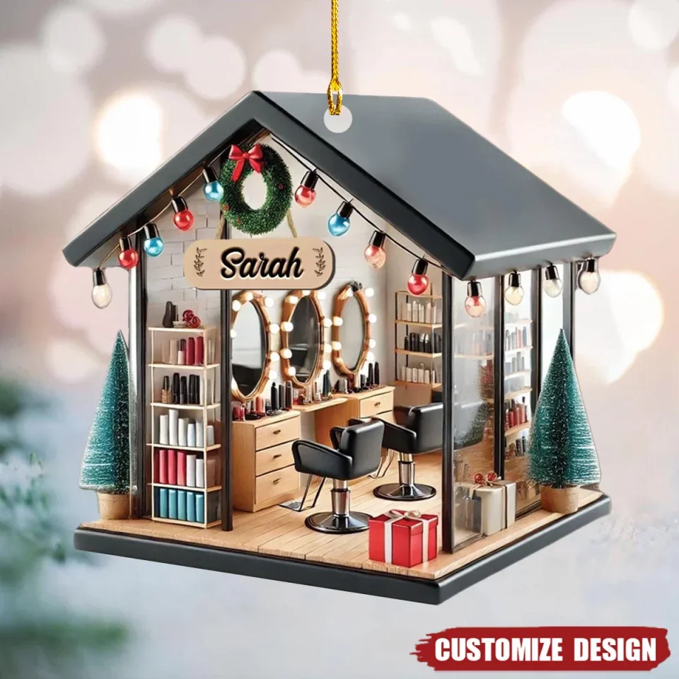 Hair Salon Ornament Gift For Hairdressers - Wooden Acrylic Ornament Christmas Gifts - Image 7