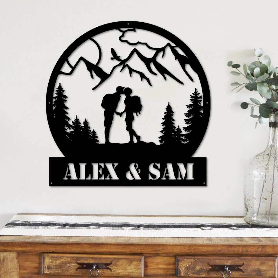 Hand In Hand Couple Cutting Art - Personalized Metal Sign - Image 8