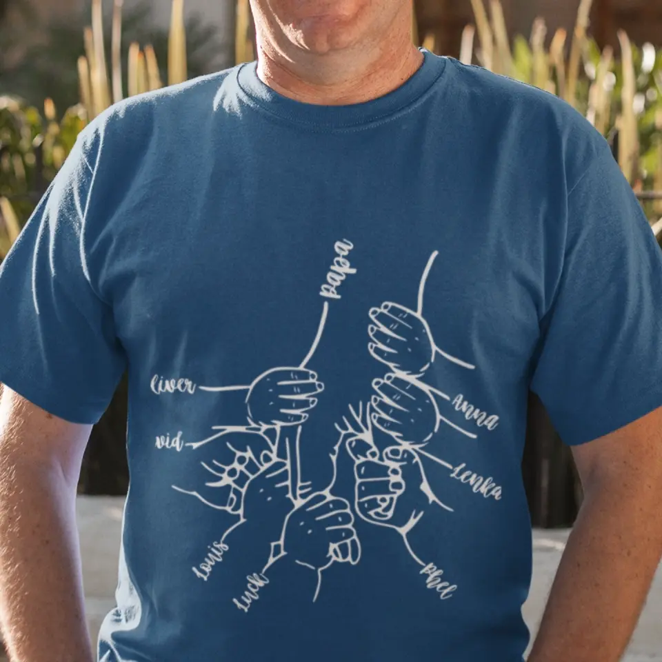 Hands Grandkids Papa - Personalized T-Shirt - Papa Shirts With Kids Names - Image 6