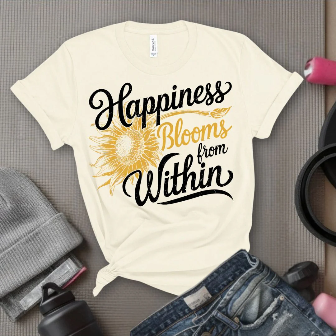 Happiness Blooms From Within - Feminist T-Shirt - Women Empowerment Tee - Bella Canvas 3001 - Image 10