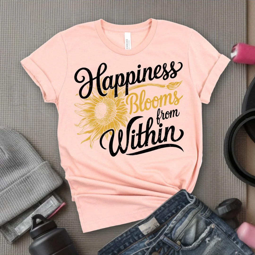 Happiness Blooms From Within - Feminist T-Shirt - Women Empowerment Tee - Bella Canvas 3001 - Image 11