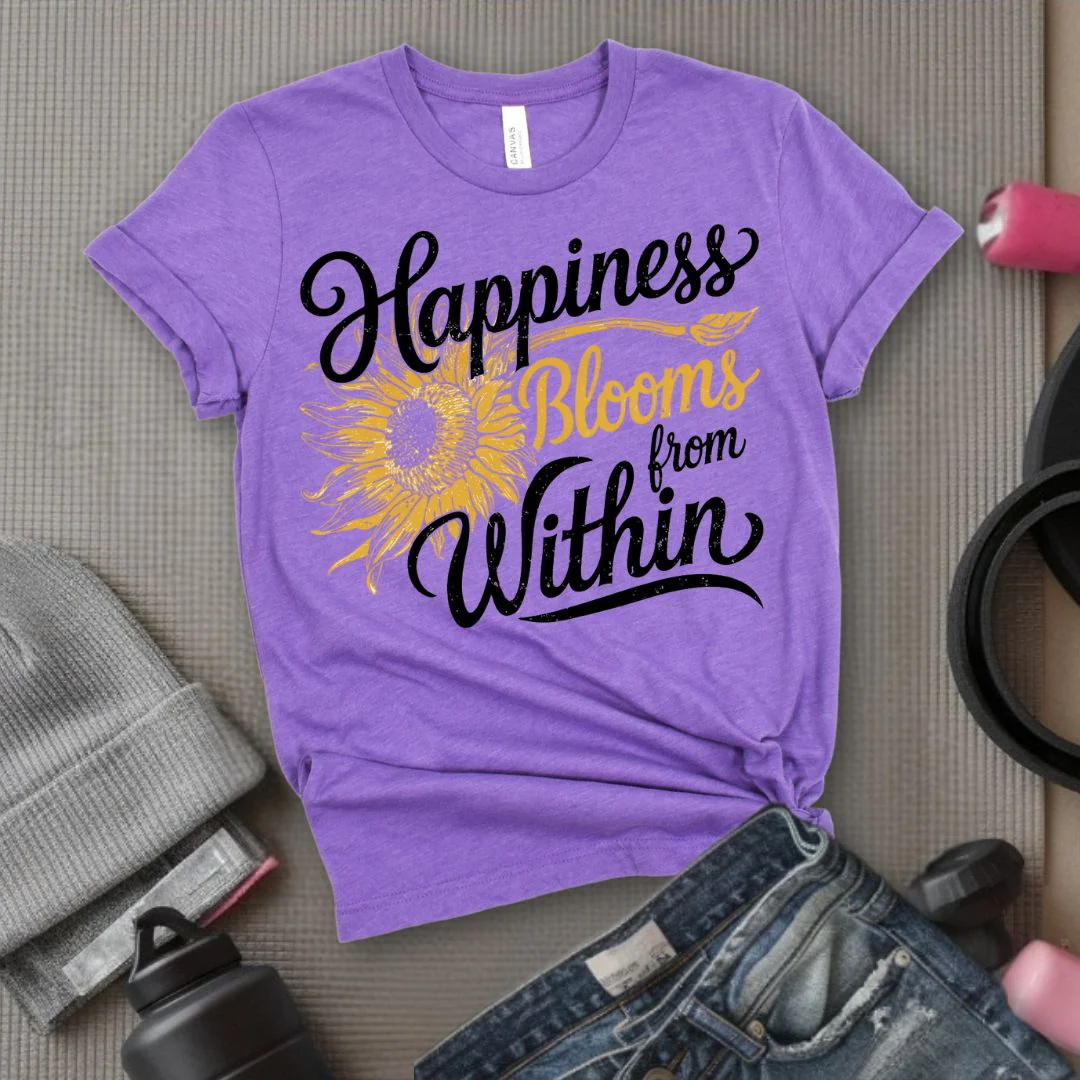 Happiness Blooms From Within - Feminist T-Shirt - Women Empowerment Tee - Bella Canvas 3001 - Image 2