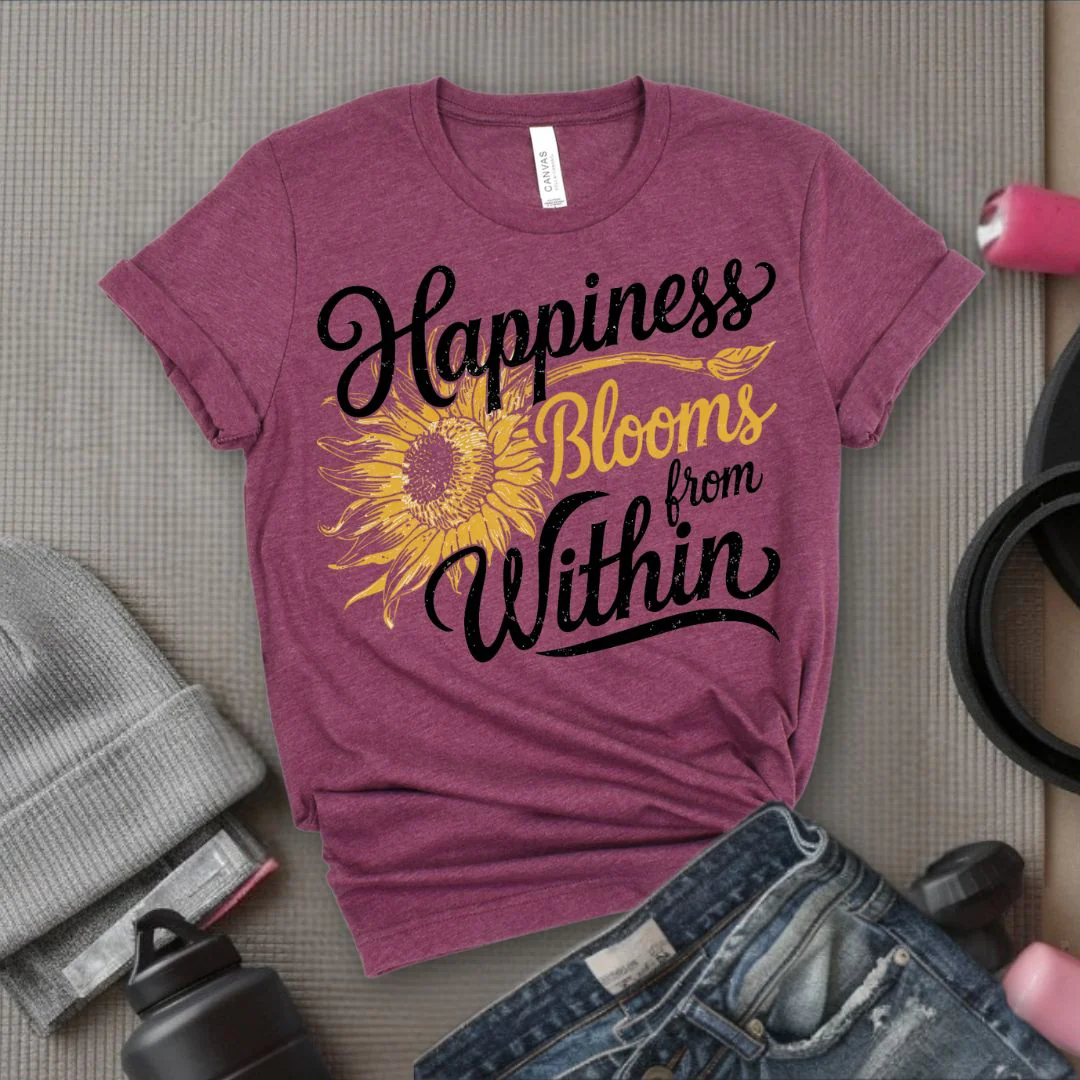 Happiness Blooms From Within - Feminist T-Shirt - Women Empowerment Tee - Bella Canvas 3001 - Image 8