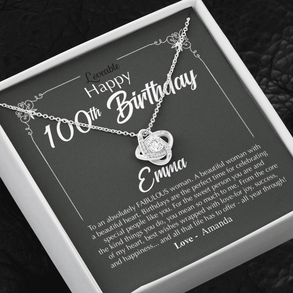 Happy 100th Birthday to An Absolutely Fabulous Woman - Personalized Necklace - Image 2