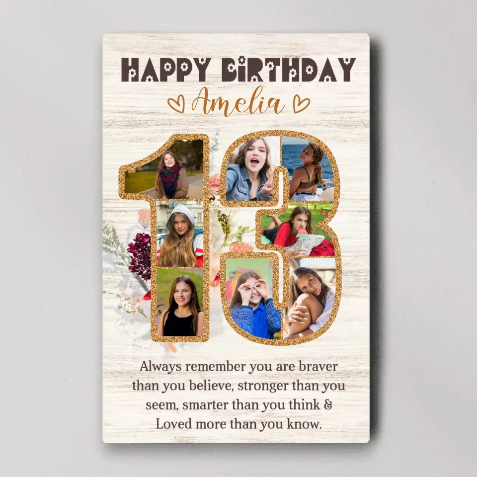 Happy 13th Birthday, Canvas Poster, Gift For Girls, Birthday Gift For Daughter, Niece, Her | 309IHPBNCA172 - Image 2