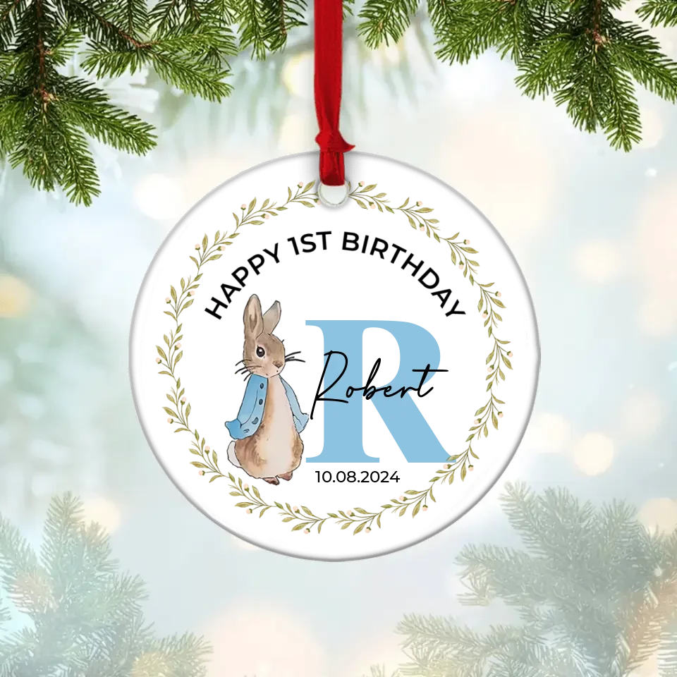 Happy 1st Birthday Wishing 1st Birthday To Son Daughter - Custom Ceramic Ornament - Birthday Gift - Christmas Gift - Image 2