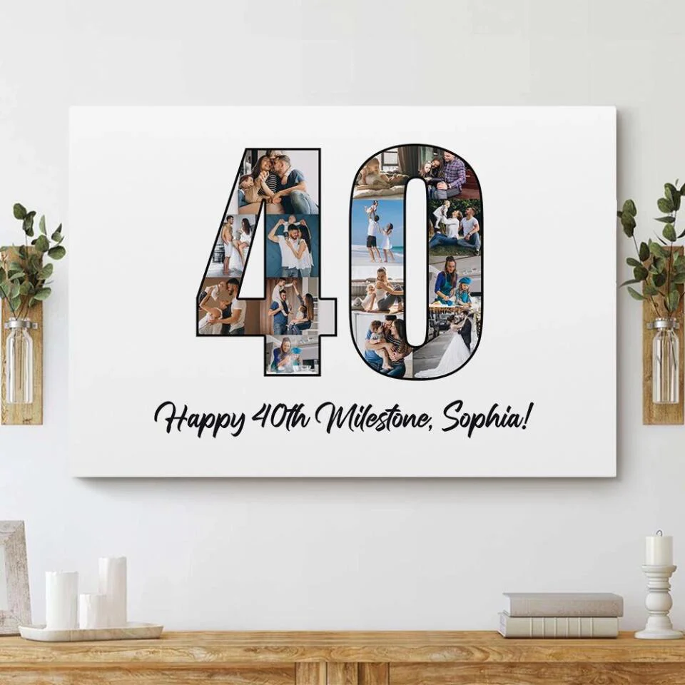 Happy 40th Birthday Milestone Custom Canvas Poster Birthday Gift For Wife - Image 5