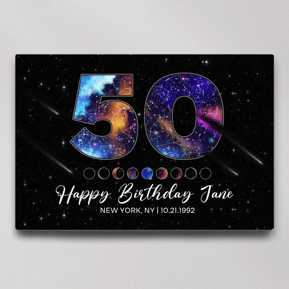Happy 50th Birthday Galaxy In The Night Sky Custom Canvas Poster Birthday Gift - Image 5