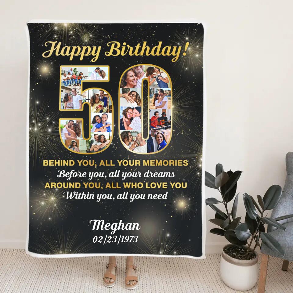 Happy 50th Birthday - Personalized Blanket 3 Sizes - Best 50th Birthday Gifts For Dad Mom Grandparents Wife Husband - 301IHPBNBL040 - Image 2