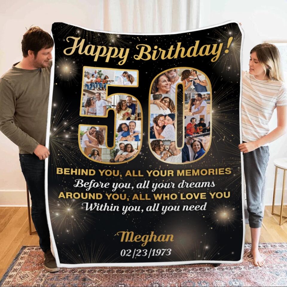 Happy 50th Birthday - Personalized Blanket 3 Sizes - Best 50th Birthday Gifts For Dad Mom Grandparents Wife Husband - 301IHPBNBL040 - Image 3
