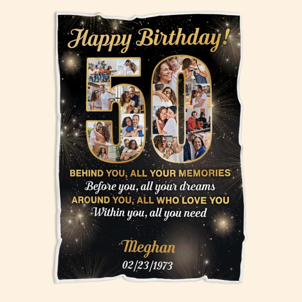 Happy 50th Birthday - Personalized Blanket 3 Sizes - Best 50th Birthday Gifts For Dad Mom Grandparents Wife Husband - 301IHPBNBL040 - Image 4