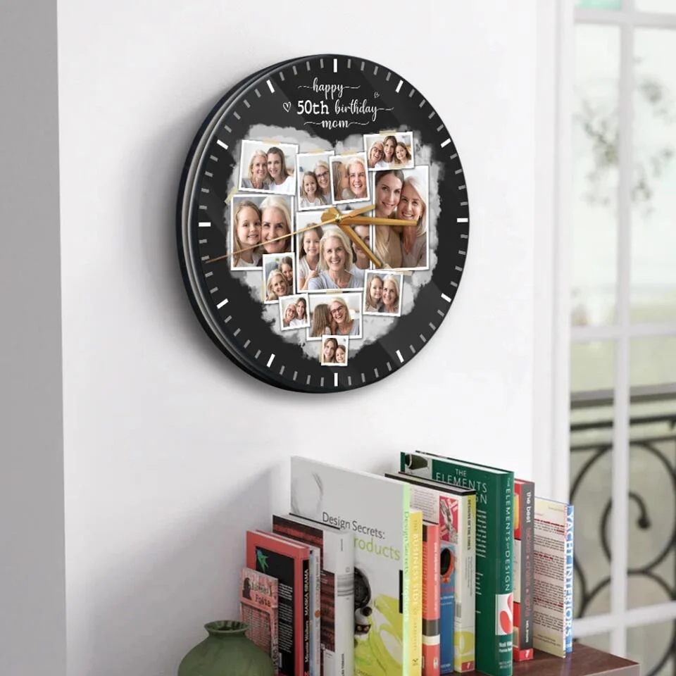 Happy 50th Birthday - Upload Photo Wall Clock - Best Birthday Gift For Mom/Dad For Him/Her - Best Wall Art Decor For Family On Anniversary - 303IHPNPWC357 - Image 5
